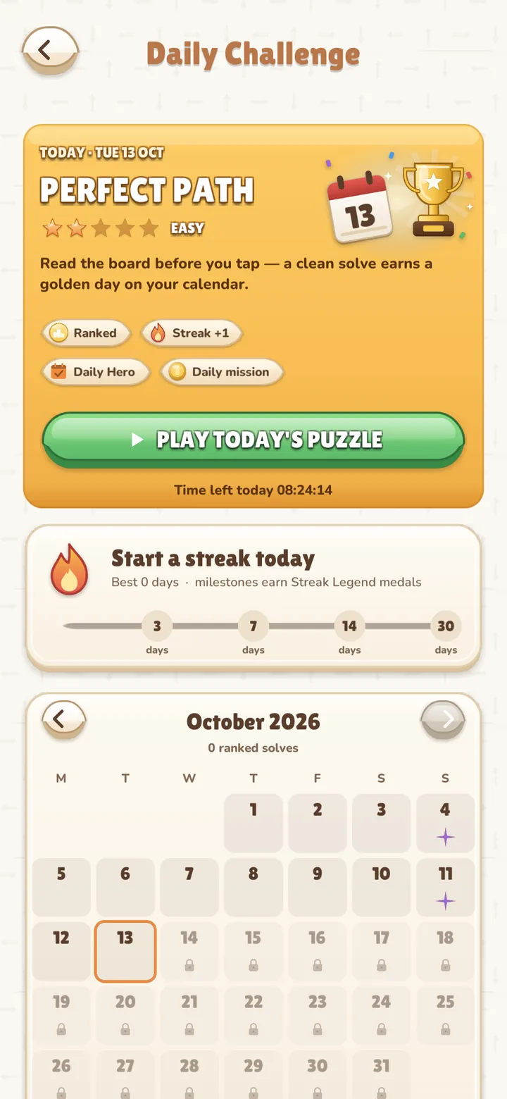 Daily Challenge: One named puzzle for everyone, every day.